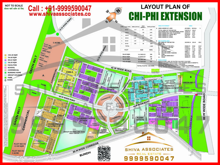 Map of Residentials and Industrials Plots in Sector CHI PHI EXTENSION Greater Noida