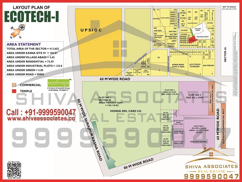 Map of Residentials and Industrials Plots in Sector ECOTECH Greater Noida
