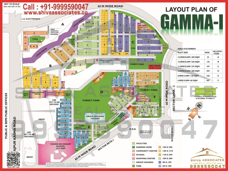Map of Residentials and Industrials Plots in Sector GAMMA Greater Noida