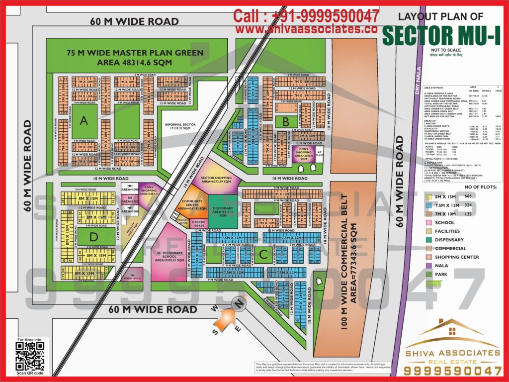 Map of Residentials and Industrials Plots in Sector MU Greater Noida