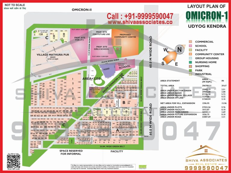 Map of Residentials and Industrials Plots in Omicron Udyog Kendra Greater Noida