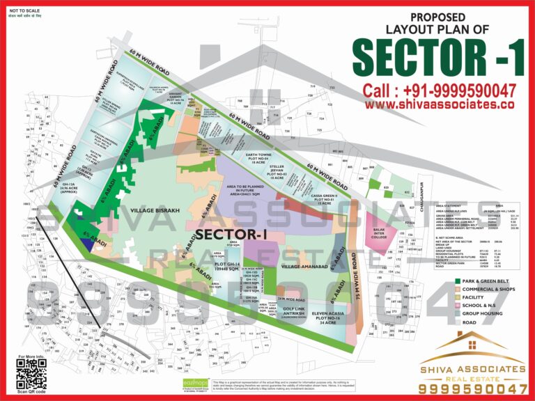 Map of Residentials and Industrials Plots in Sector 01 Greater Noida