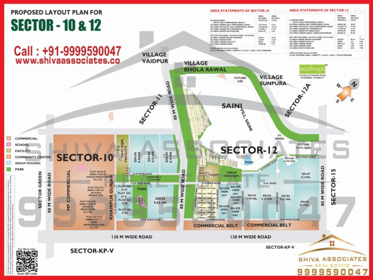 Map of Residentials and Industrials Plots in Sector 10&12 Greater Noida
