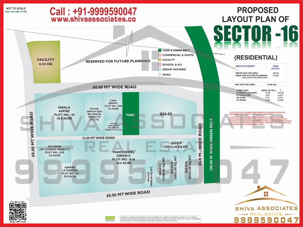 Map of Residentials and Industrials Plots in Sector 16 Greater Noida