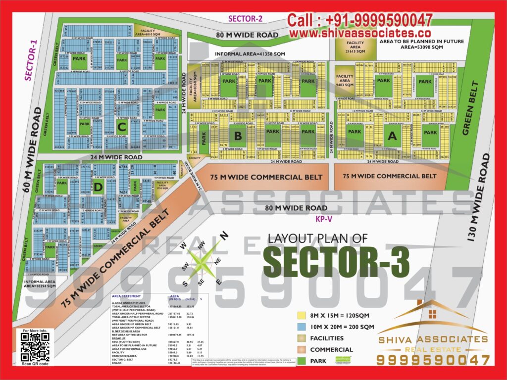 Map of Residentials and Industrials Plots in Sector 03 Greater Noida
