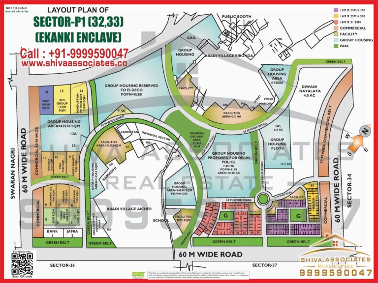 Map of Residentials and Industrials Plots in Sector P1 Ekanki Eclave Greater Noida