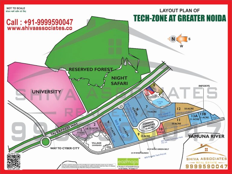 Map of Residentials and Industrials Plots in tech zone Greater Noida
