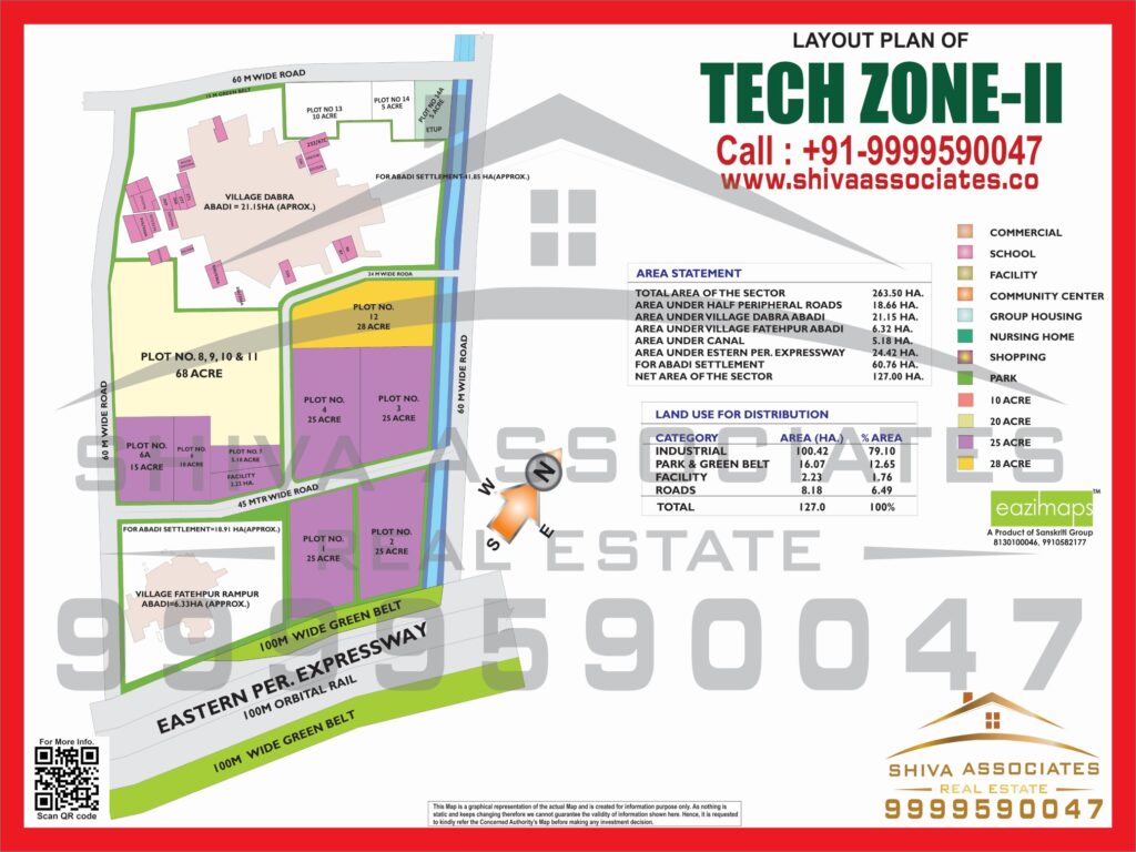 Map of Residentials and Industrials Plots in tech zone Greater Noida