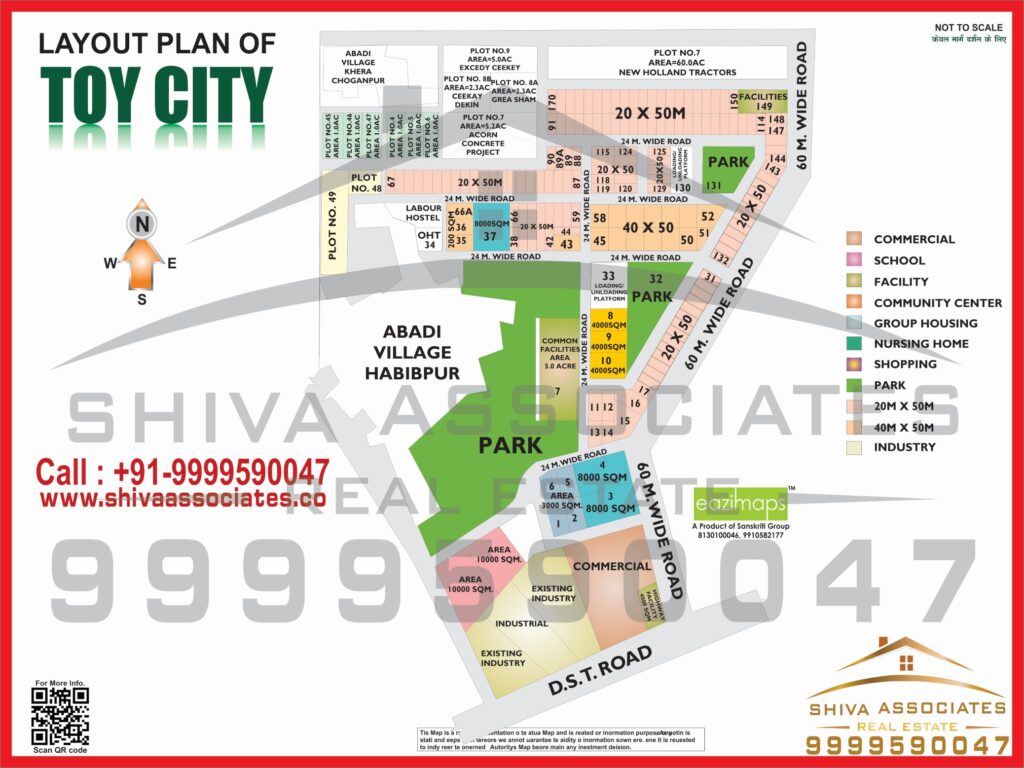 Map of Residentials and Industrials Plots in toy city Greater Noida