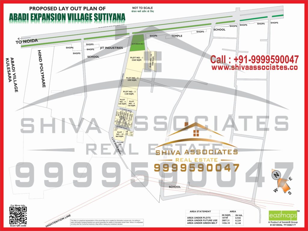 Map of Residentials and Industrials Plots in village sutiyana