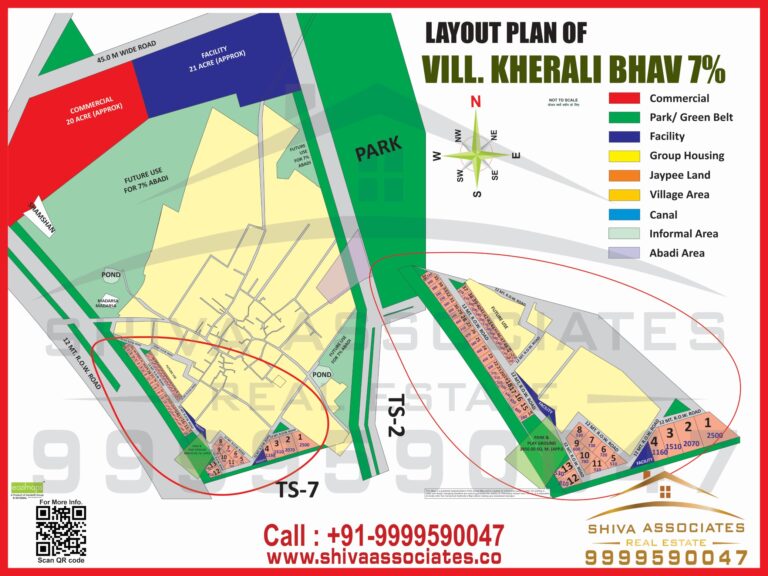 Maps of residentials and industrials plots in village Kherali bhav 7%