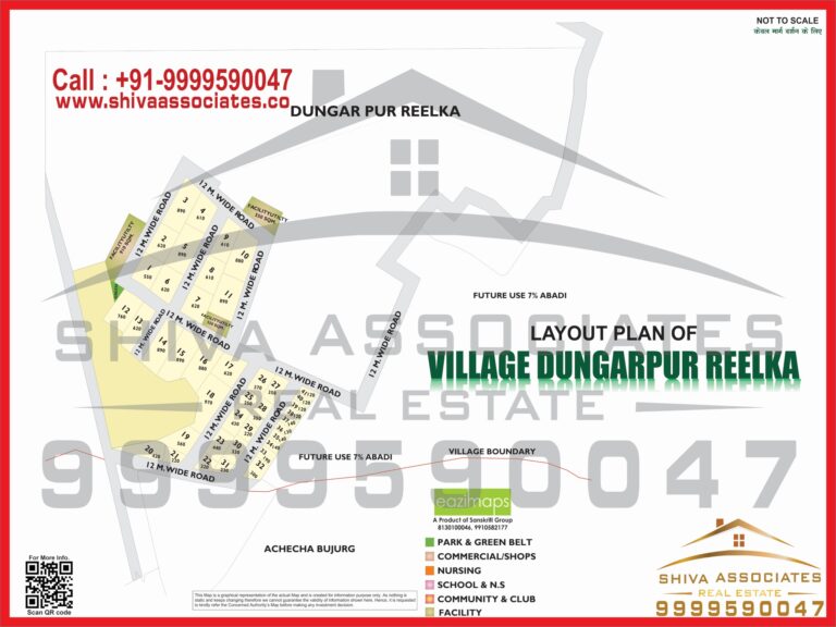 Map of Residentials and Industrials Plots in village dungarpur reelka