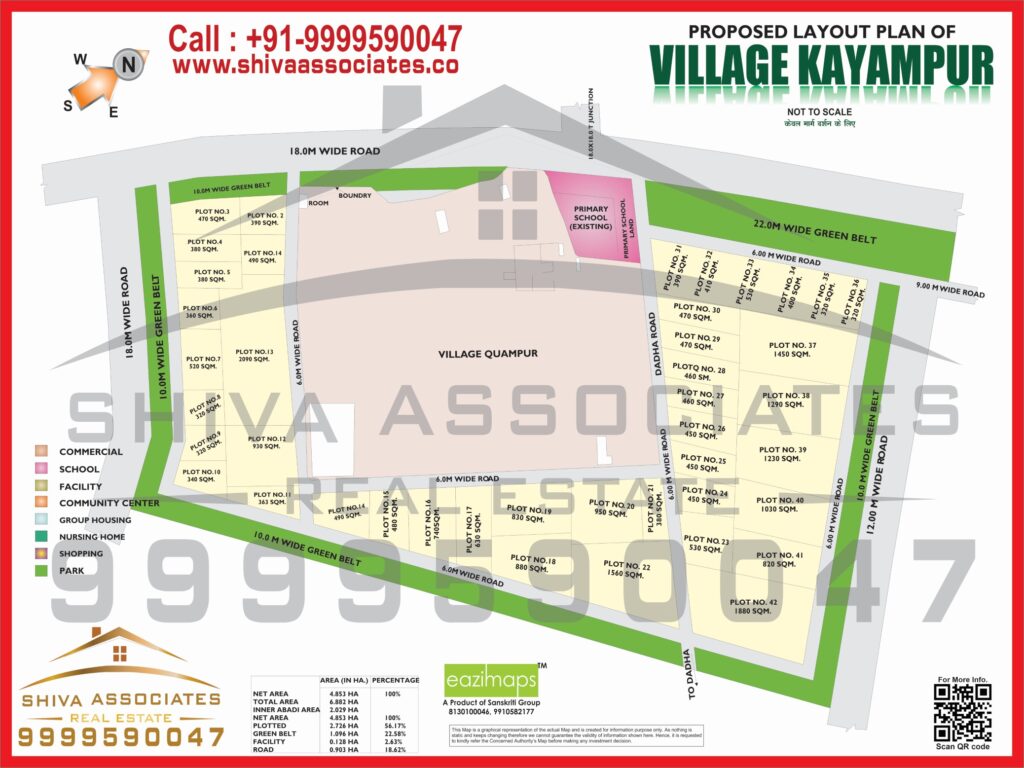 Map of Residentials and Industrials Plots in village kayampur