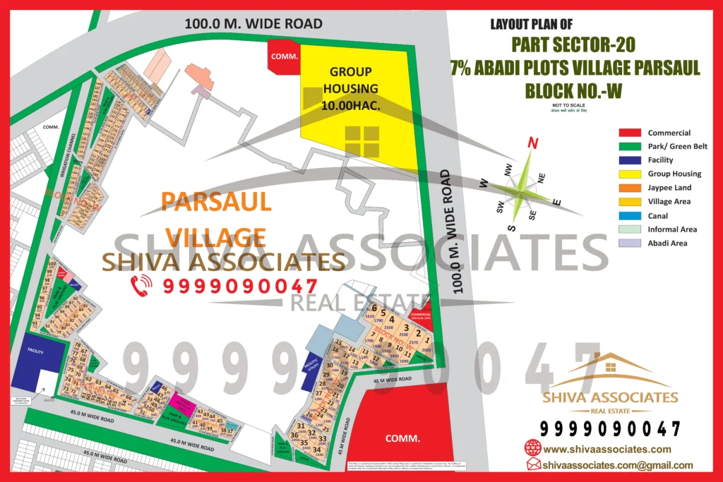 Maps of 7% abadi plots in village parsaul sector 20