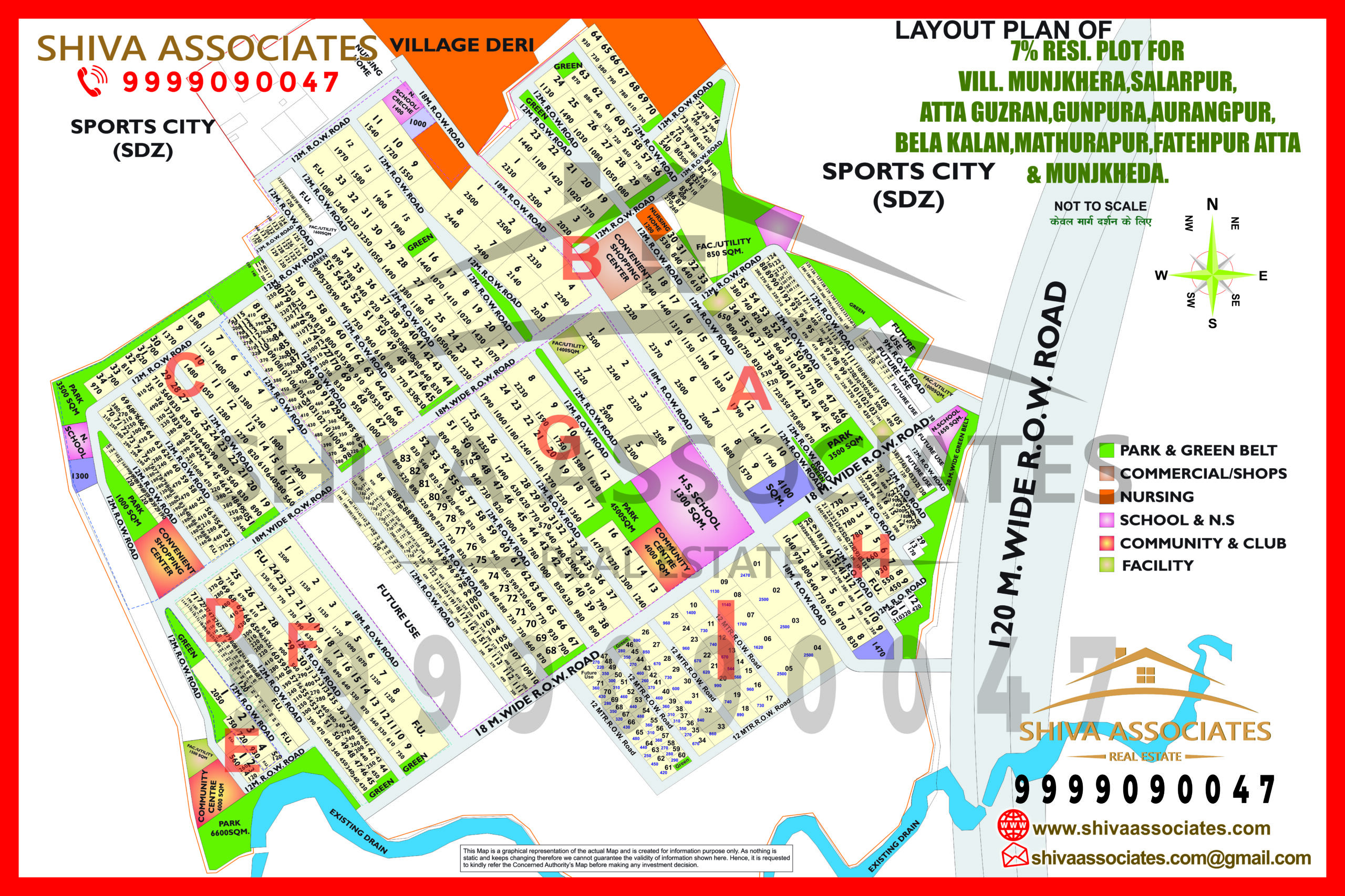 Map of 7% residentials plots in village