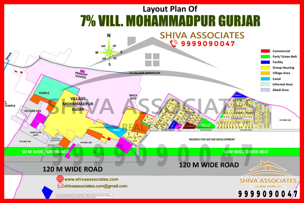 Map of 7% residentials plots in village mohammadpur gurjar