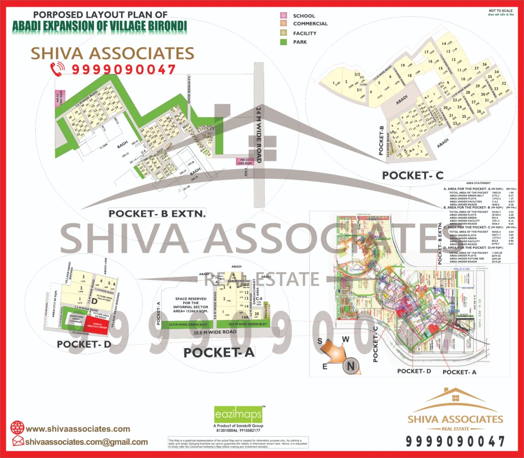 Map of Residentials and Industrials Plots in village birondi