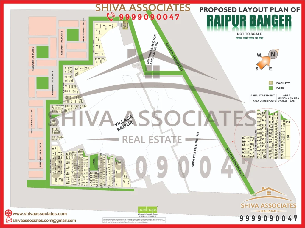 Map of Residentials and Industrials Plots in Raipur Banger Greater Noida