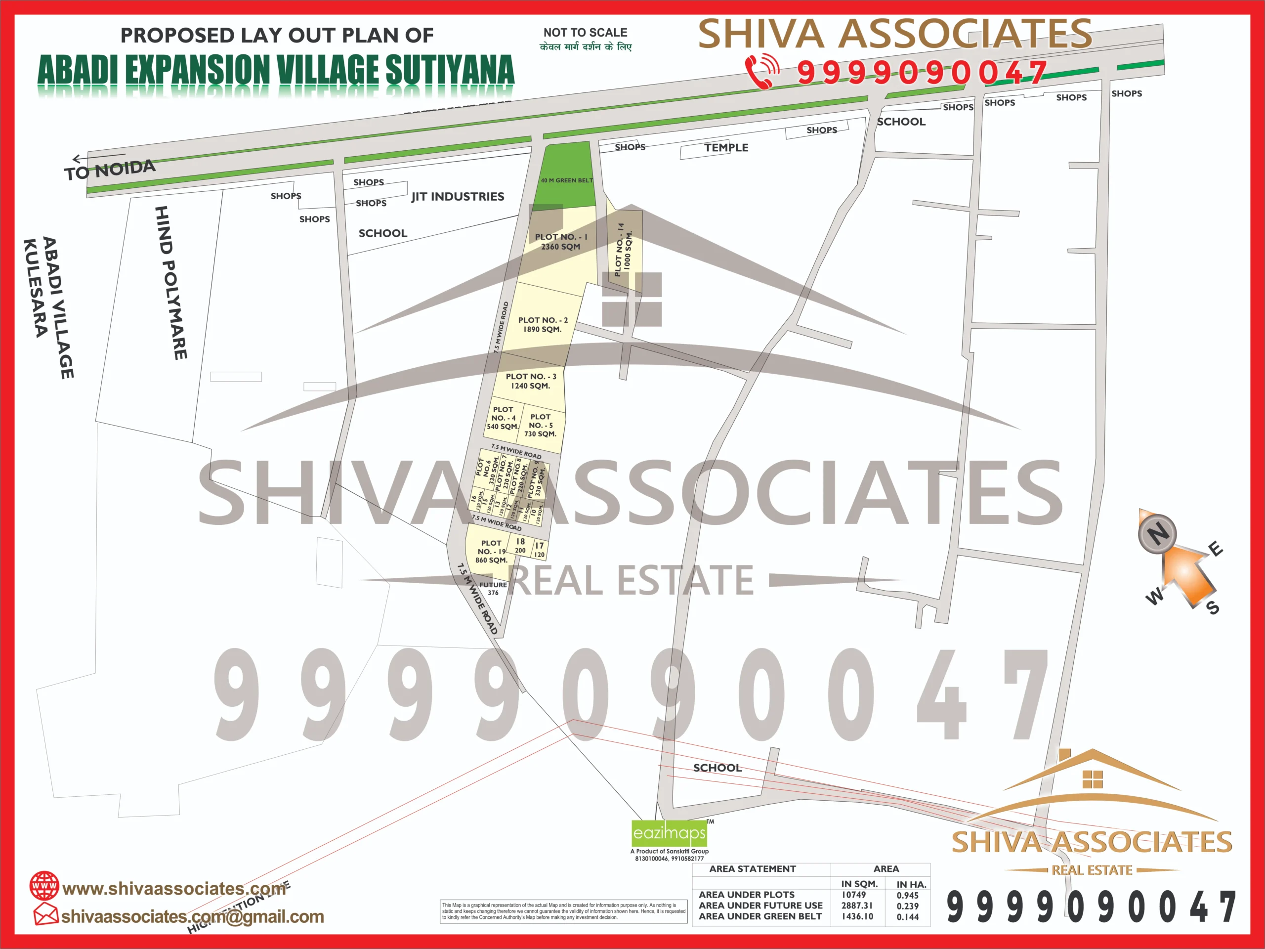 Map of Residentials and Industrials Plots in village sutiyana