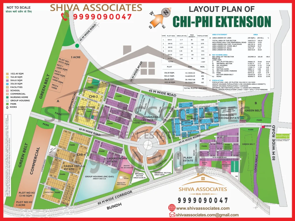 Map of Residentials and Industrials Plots in Sector CHI PHI EXTENSION Greater Noida