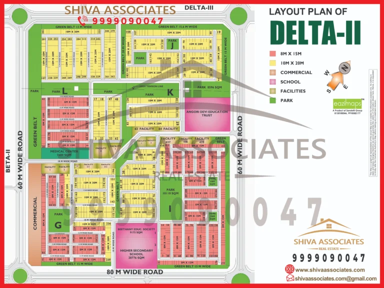 Map of Residentials and Industrials Plots in Sector DELTA Greater Noida