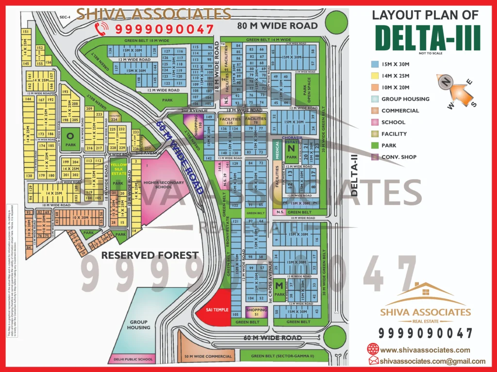 Map of Residentials and Industrials Plots in Sector DELTA Greater Noida