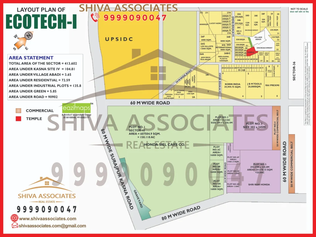 Map of Residentials and Industrials Plots in Sector ECOTECH Greater Noida