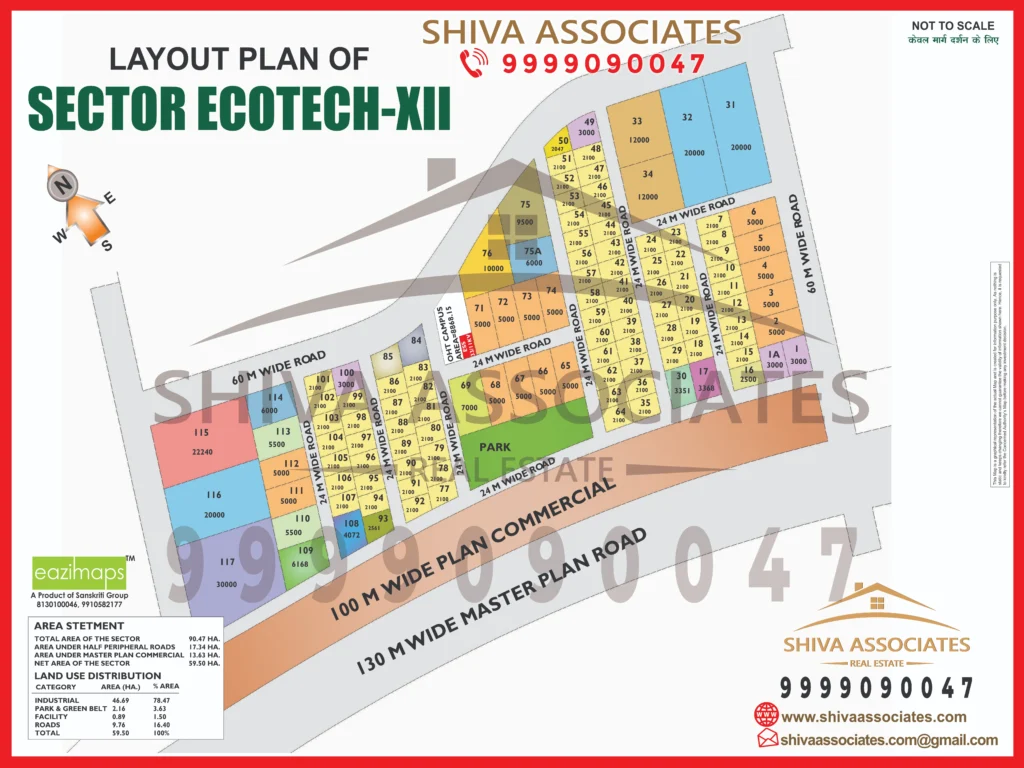 Map of Residentials and Industrials Plots in Sector ECOTECH Greater Noida