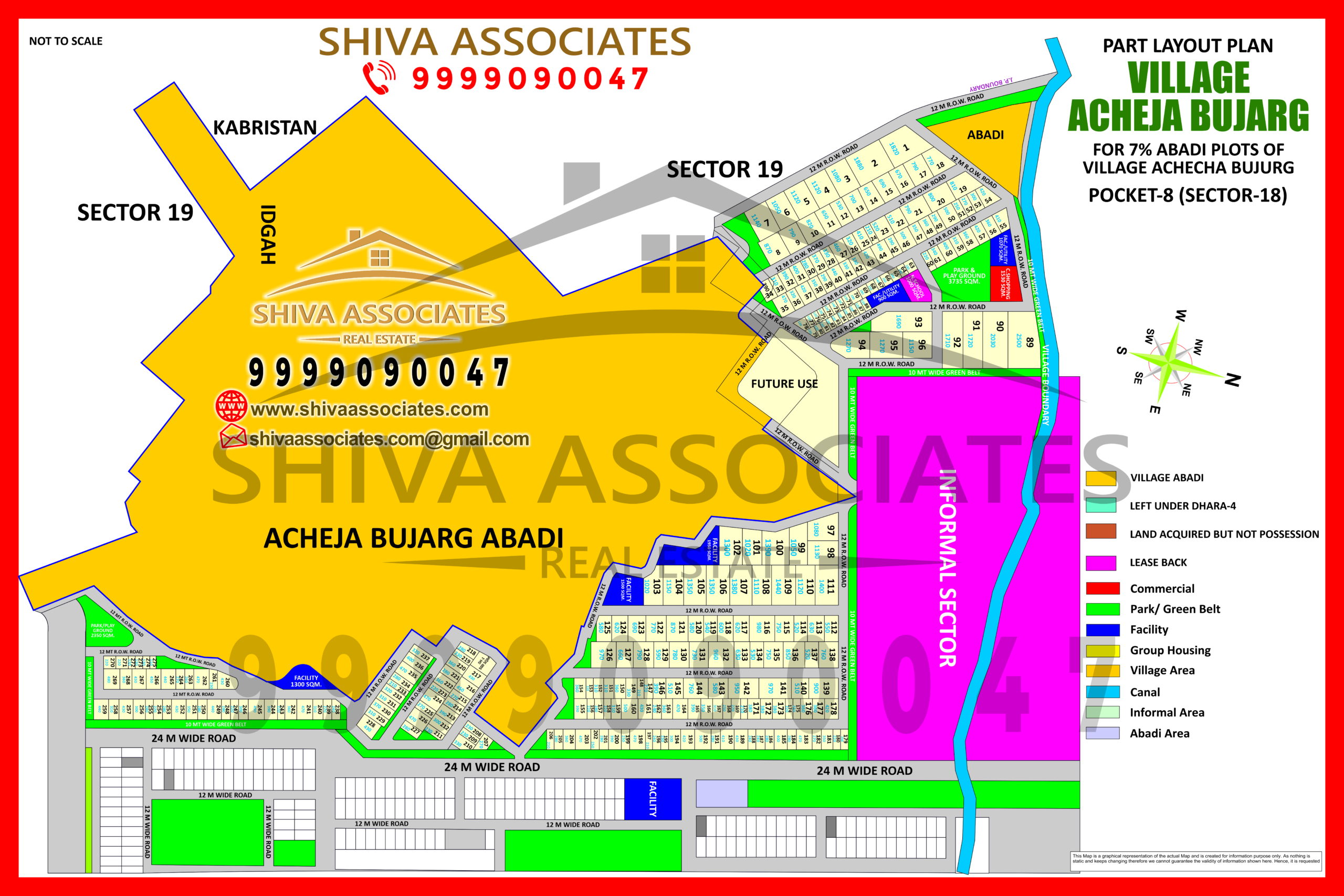 Map of 7% residentials plots in village Achecha Bujurg Sector 18