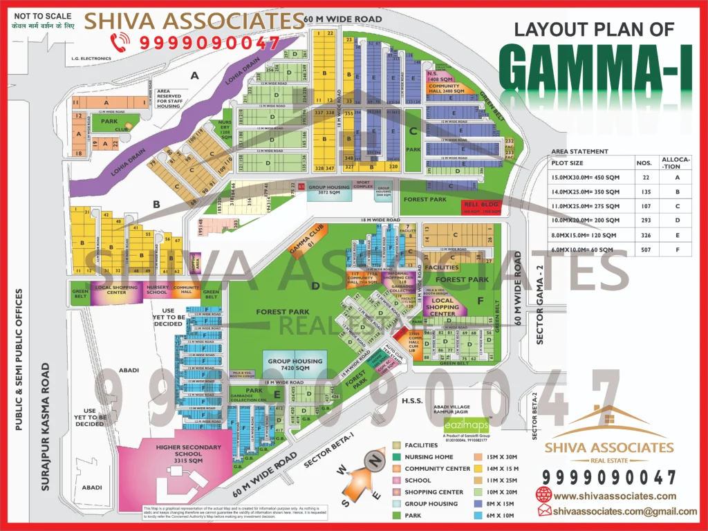 Map of Residentials and Industrials Plots in Sector GAMMA Greater Noida