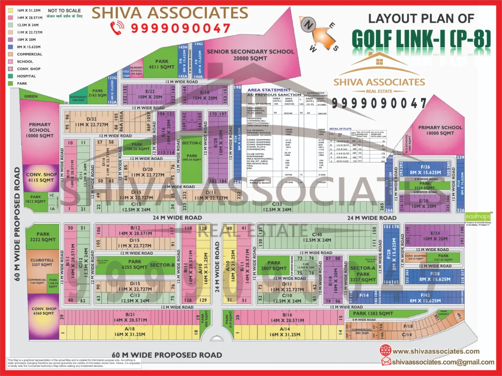 Map of Residentials and Industrials Plots in GOLF LINK Greater Noida