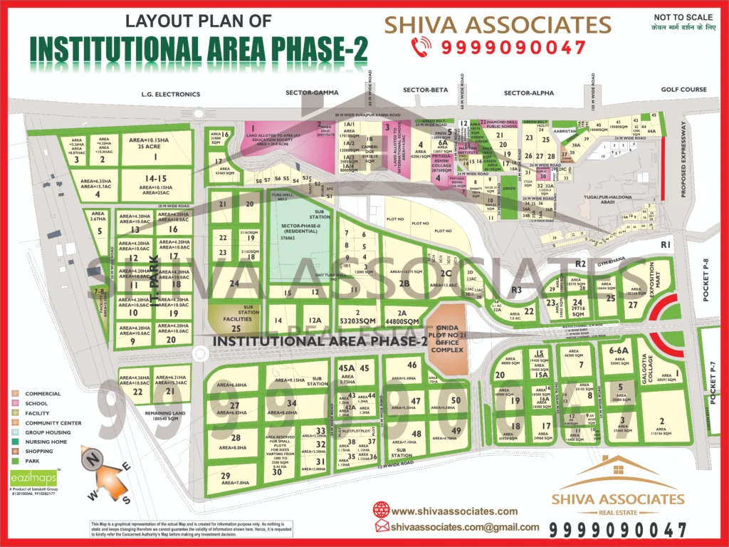 Map of Residentials and Industrials Plots in INSTITUTIONAL PHASE-II Greater Noida