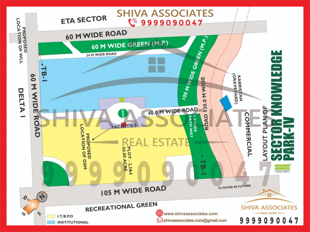 Map of Residentials and Industrials Plots in Sector KP-v Greater Noida