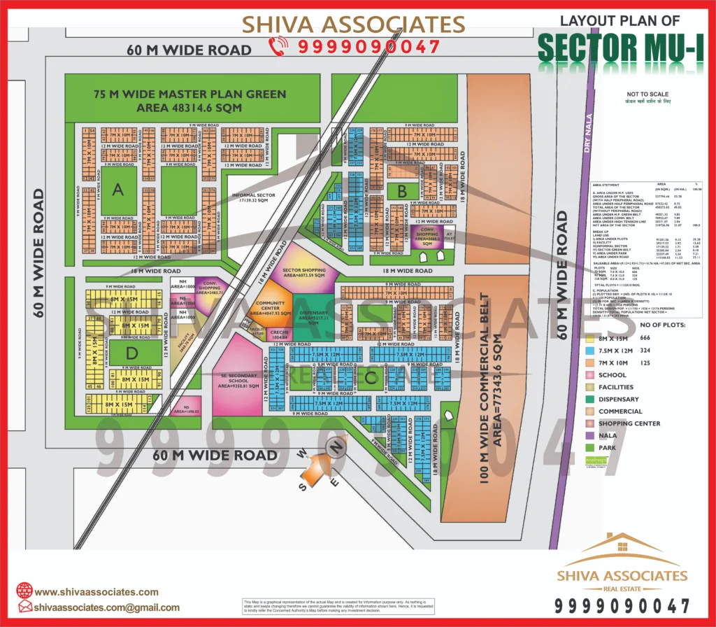 Map of Residentials and Industrials Plots in Sector MU Greater Noida