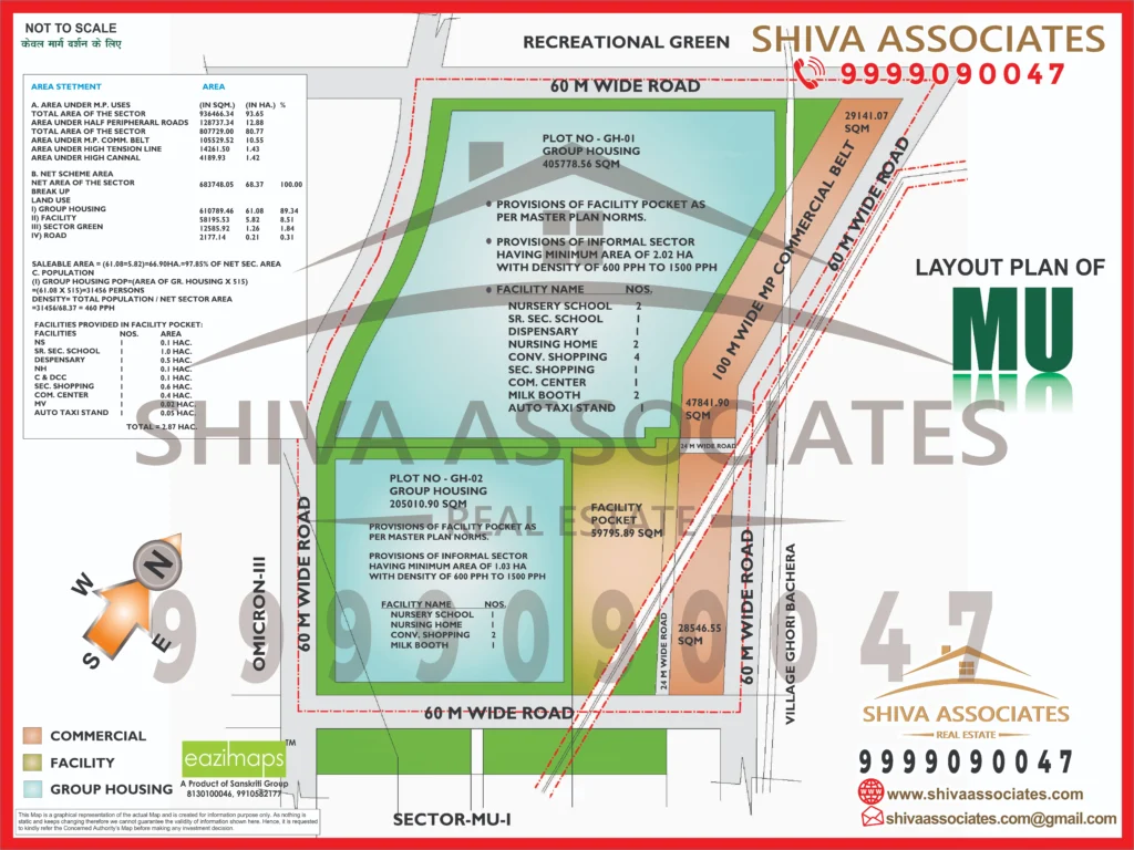 Map of Residentials and Industrials Plots in Sector MU Greater Noida