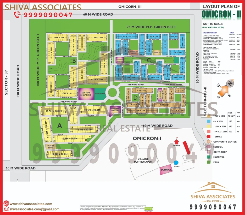 Map of Residentials and Industrials Plots in Omicron Greater Noida