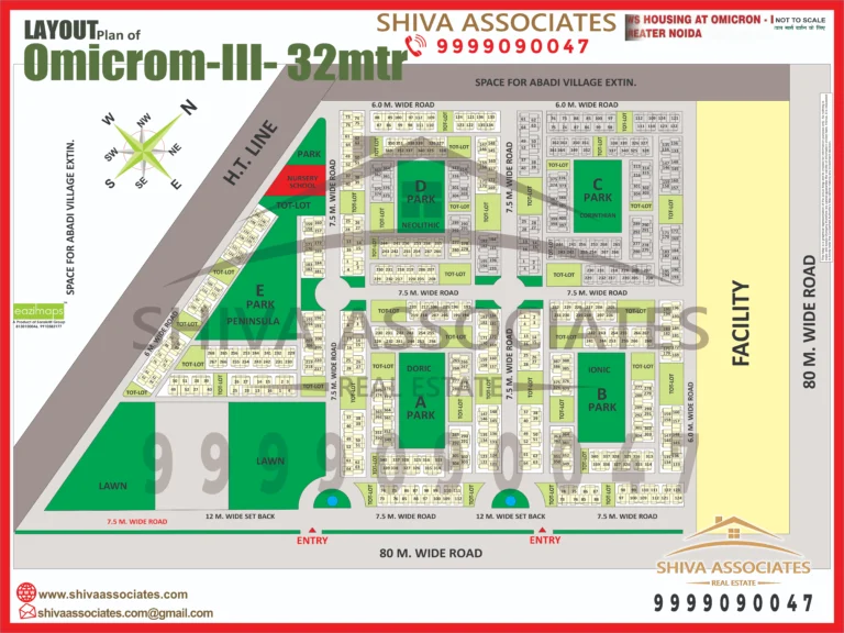 Map of Residentials and Industrials Plots in Omicron Greater Noida