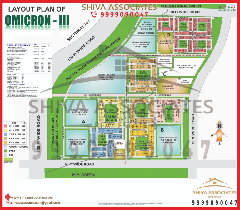 Map of Residentials and Industrials Plots in Omicron Greater Noida