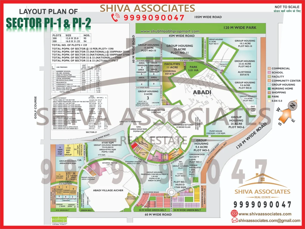 Map of Residentials and Industrials Plots in Sector P1 & P2 Greater Noida