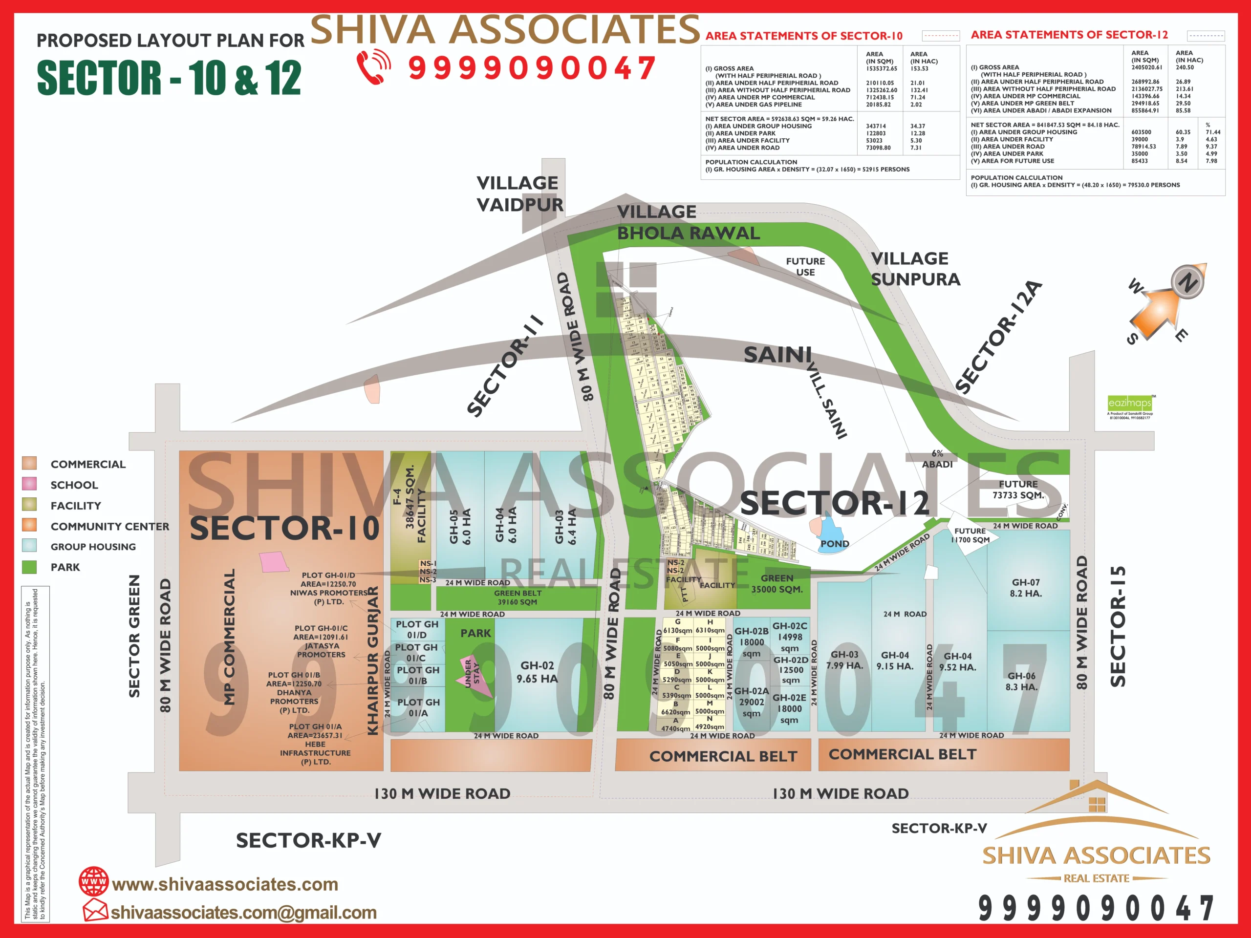 Map of Residentials and Industrials Plots in Sector 10&12 Greater Noida