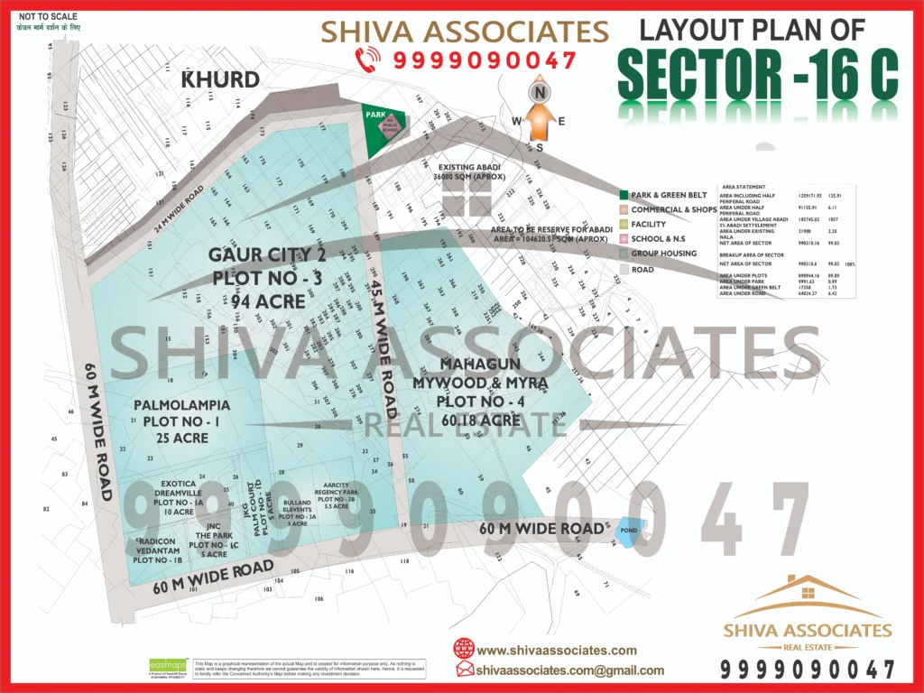 Map of Residentials and Industrials Plots in Sector 16C Greater Noida