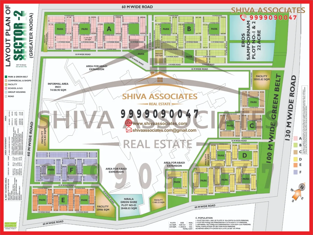 Map of Residentials and Industrials Plots in Sector 02 Greater Noida