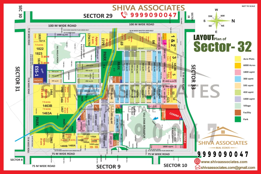 Maps of residentials and industrials plots in Sector-32