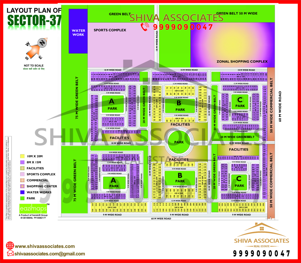 Map of Residentials and Industrials Plots in Sector 37 Greater Noida