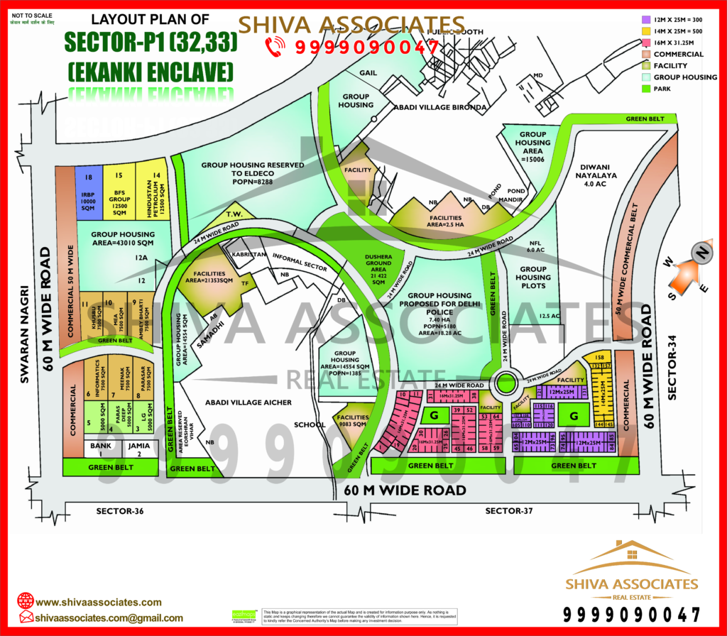 Map of Residentials and Industrials Plots in Sector P1 Ekanki Eclave Greater Noida