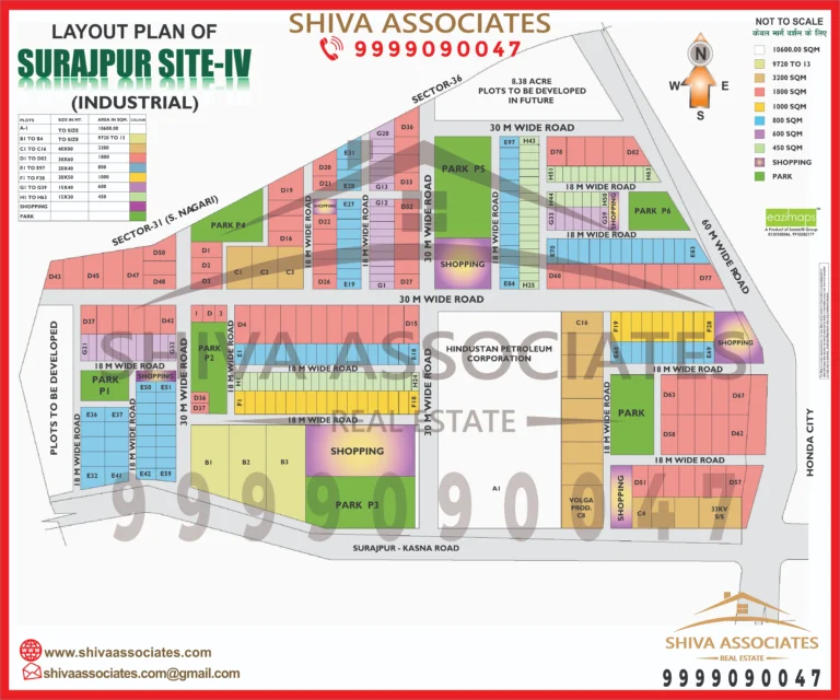 Map of Residentials and Industrials Plots in Suraj Pur site Greater Noida