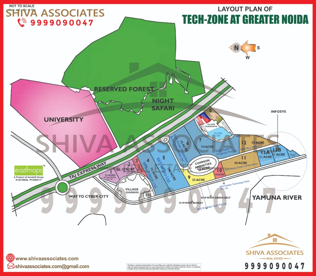 Map of Residentials and Industrials Plots in tech zone Greater Noida