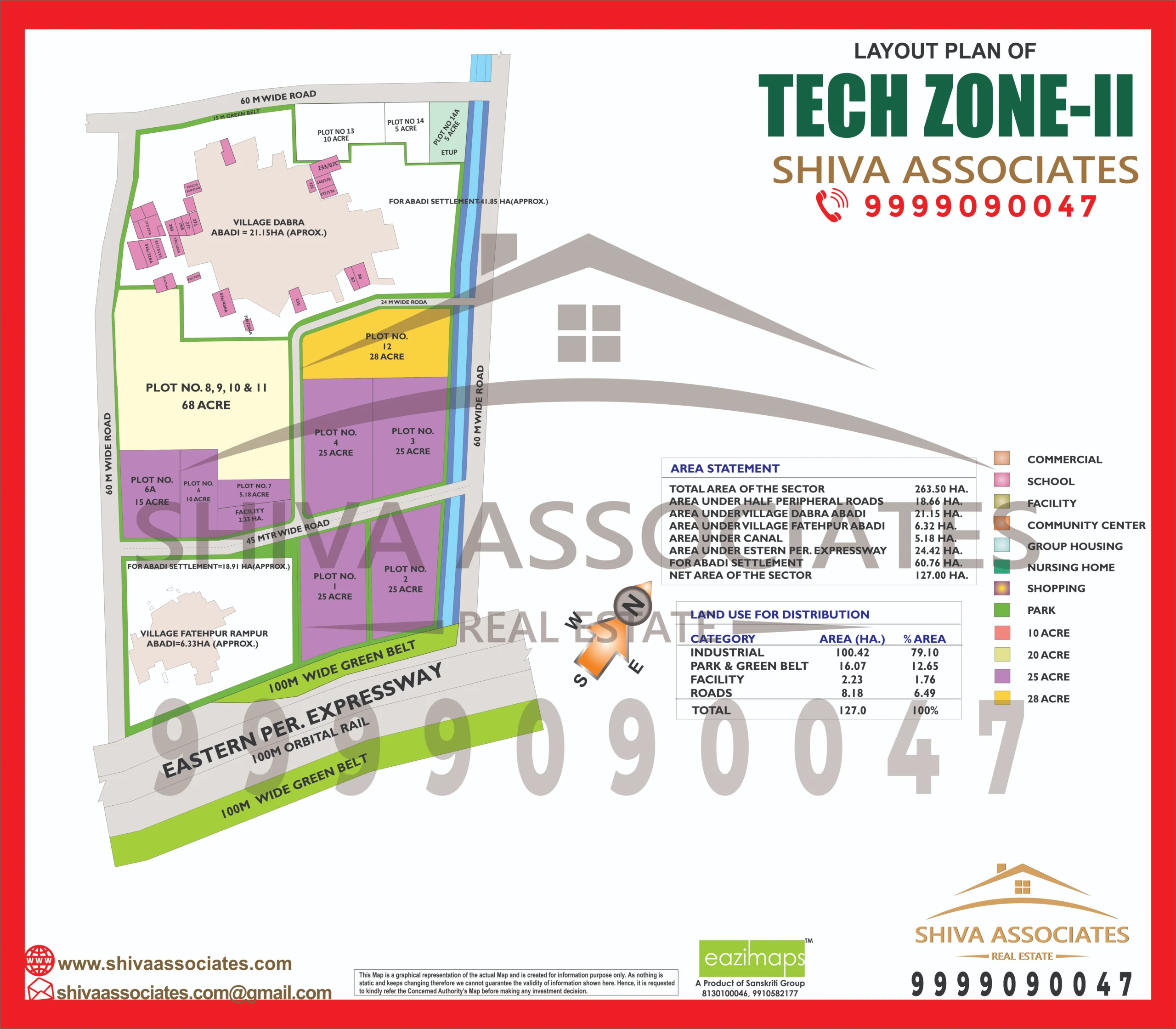 Map of Residentials and Industrials Plots in tech zone Greater Noida