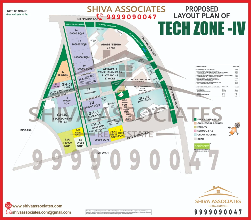 Map of Residentials and Industrials Plots in tech zone Greater Noida