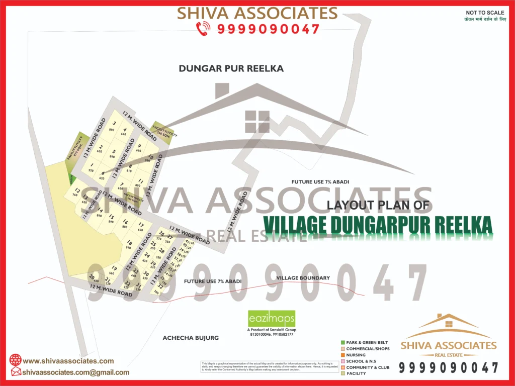 Map of Residentials and Industrials Plots in village dungarpur reelka